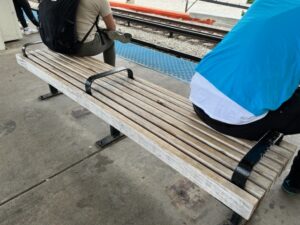 Bench on a Chicago Transit Authority el platform