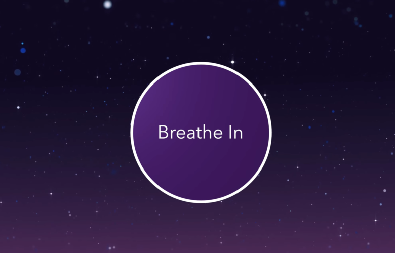 Circle with the word "in" from a Buteyko breathing exercise video