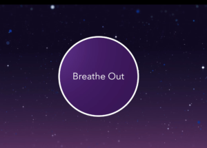 Circle with the word "out" from a Buteyko breathing exercise video